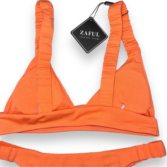NEW Zaful Orange Triangle Bikini Set Womens 2 Piece Swimsuit Bathing Suit Size M - Picture 8 of 11